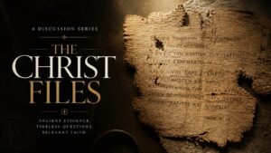 A tattered piece of parchment and some text, "The Christ Files."